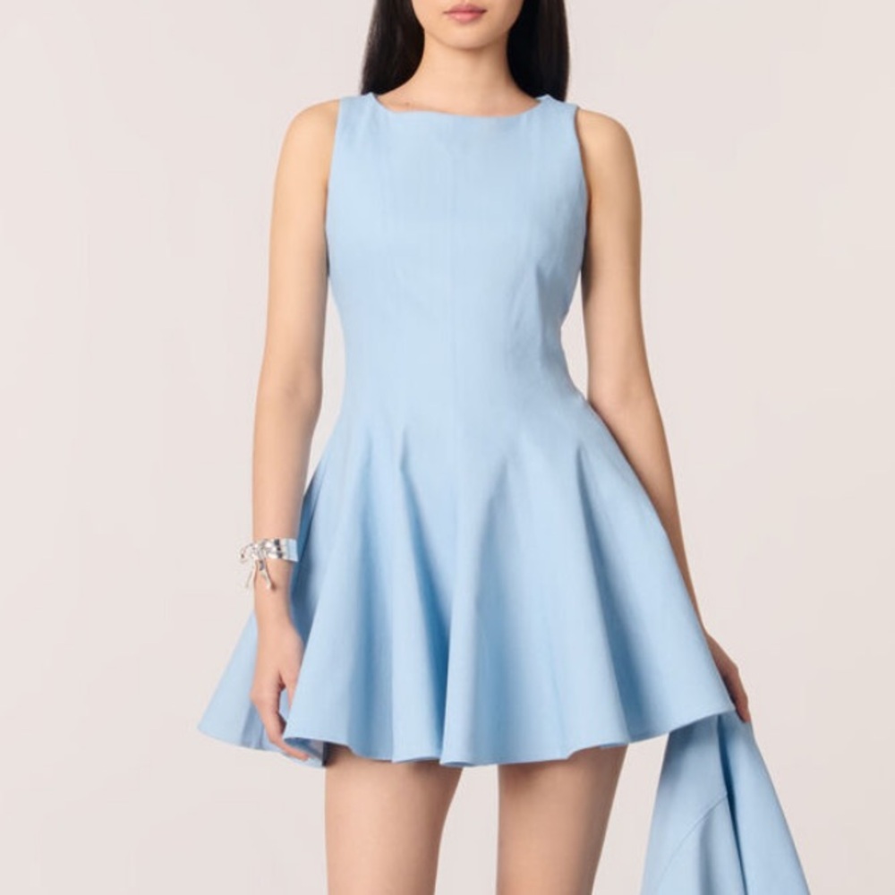 Maje Sky Blue Mini Flare Dress